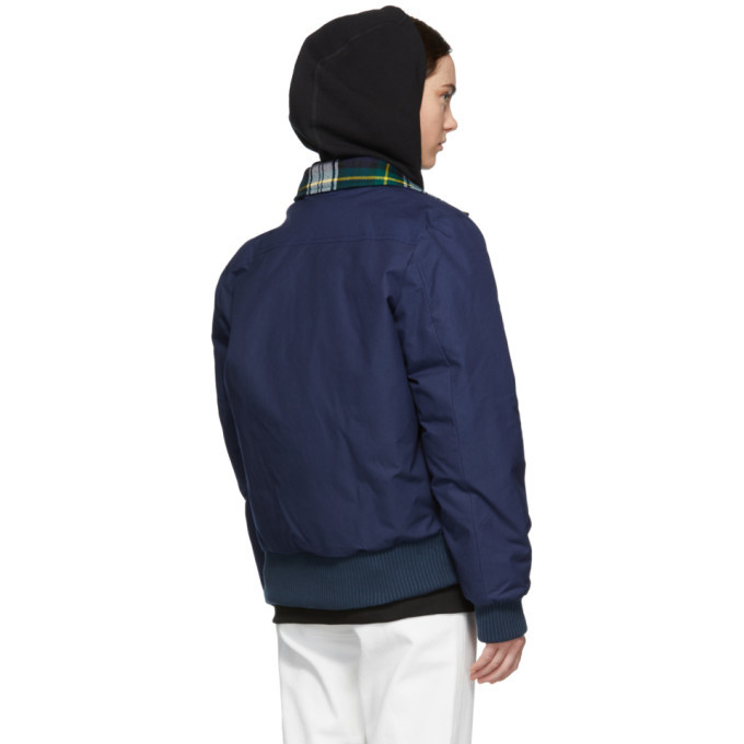 Noah NYC Navy Tartan Collar A-2 Bomber Jacket