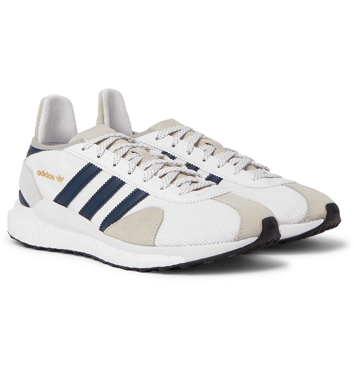 Photo: adidas Consortium - Human Made Tokio Solar Leather-Trimmed Mesh and Suede Sneakers - White