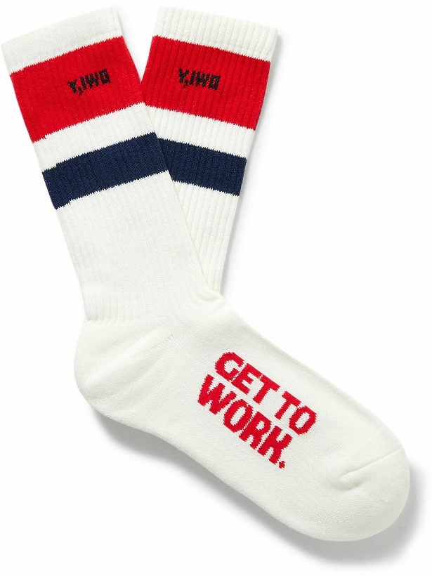 Photo: Y,IWO - Striped Logo-Jacquard Ribbed Cotton-Blend Socks