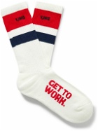 Y,IWO - Striped Logo-Jacquard Ribbed Cotton-Blend Socks
