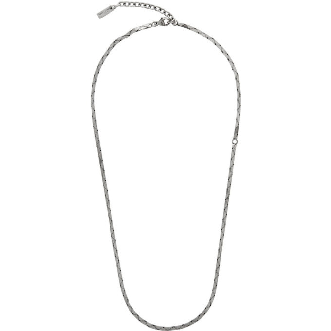 Photo: Saint Laurent Silver Rectangular Tube Chain Necklace