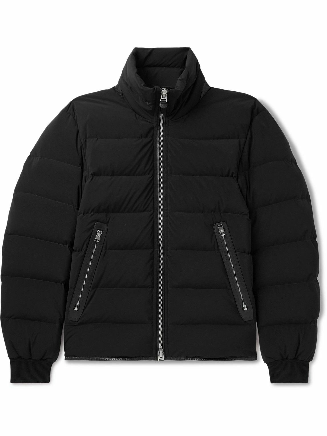 TOM FORD - Leather-Trimmed Quilted Poplin Down Jacket - Black TOM FORD