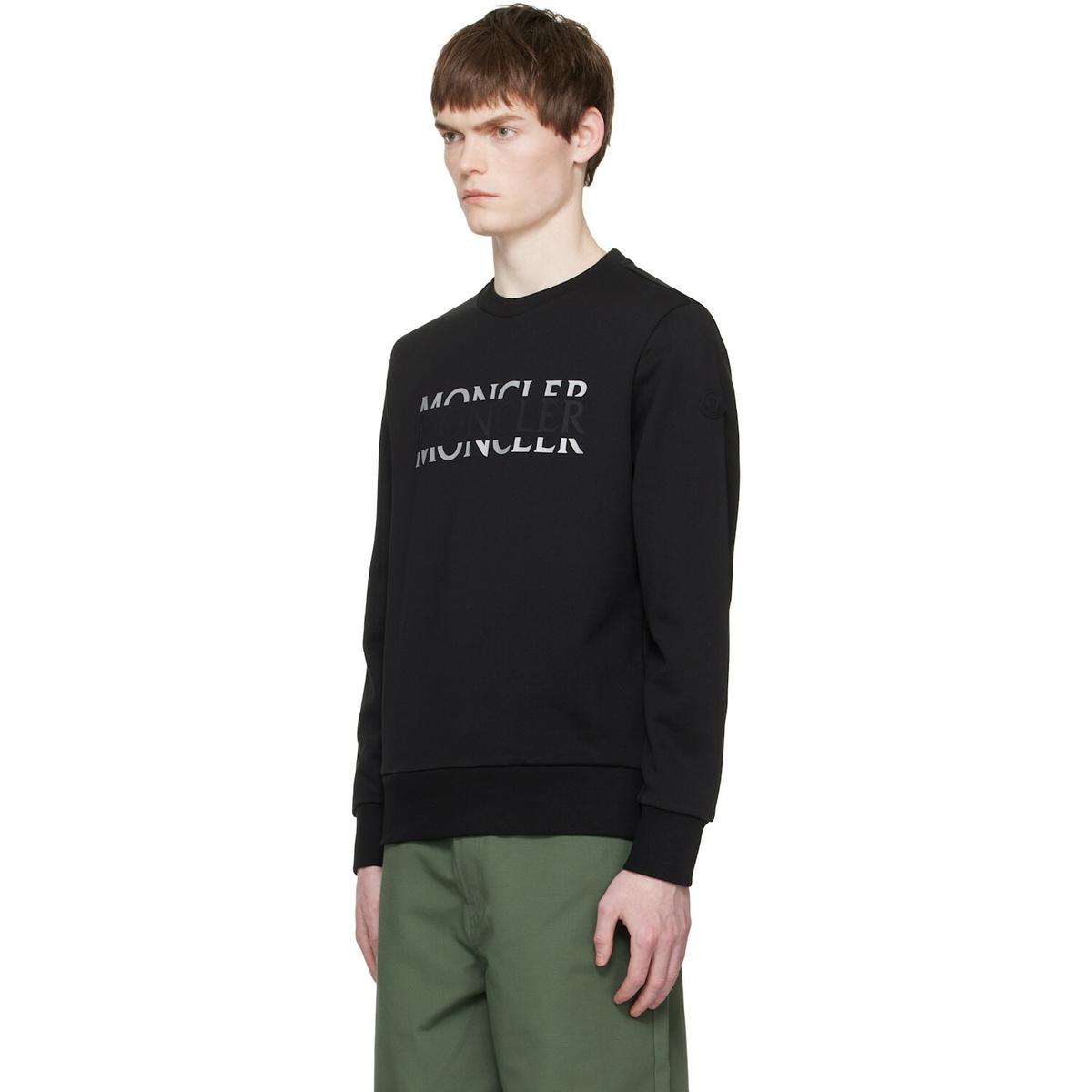 Moncler Black Logo Cotton Jersey Long Sleeve Sweatshirt