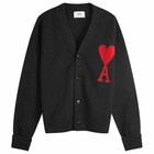 AMI Paris Men's AMI Large A Heart Cardigan in Black/Red