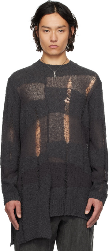 Photo: YOHJI YAMAMOTO Gray 5G Randome Damage Processed Sweater
