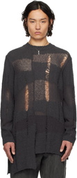 YOHJI YAMAMOTO Gray 5G Randome Damage Processed Sweater