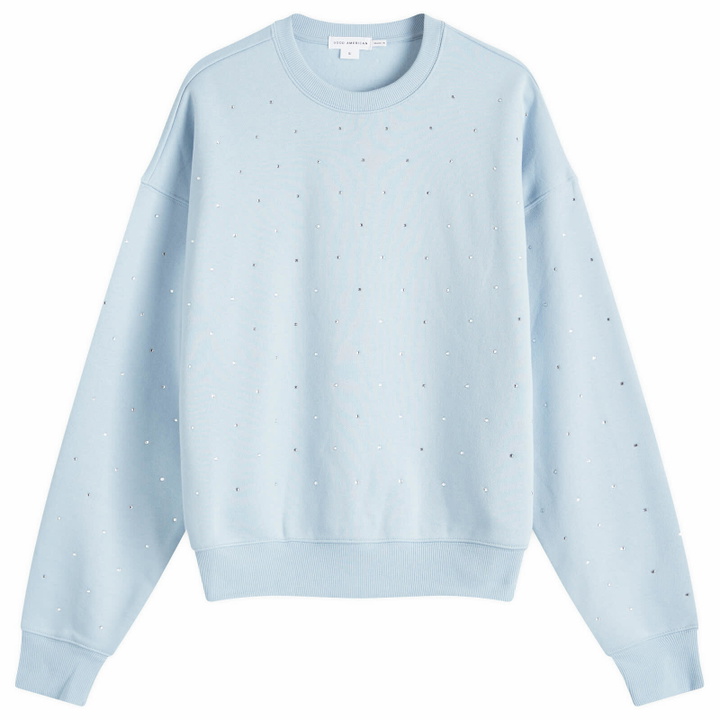 Photo: Good American Women's Crystal Crewneck Sweatshirt in Winter Sky
