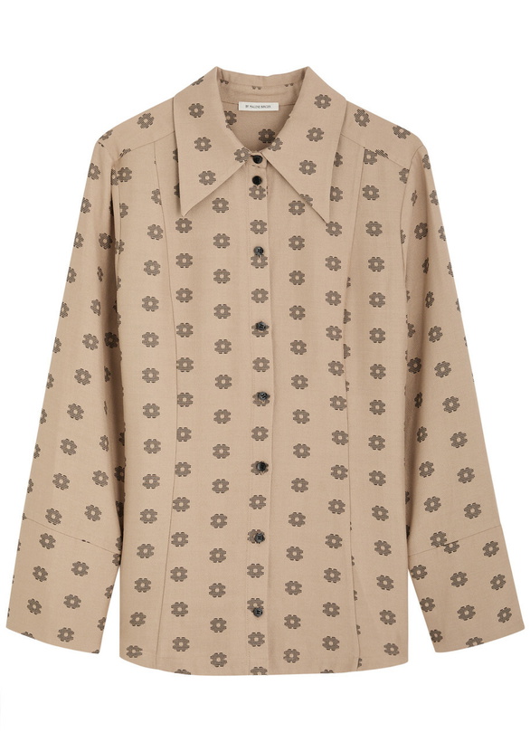 Photo: BY Malene Birger Rosiannas Floral-jacquard Shirt Beige
