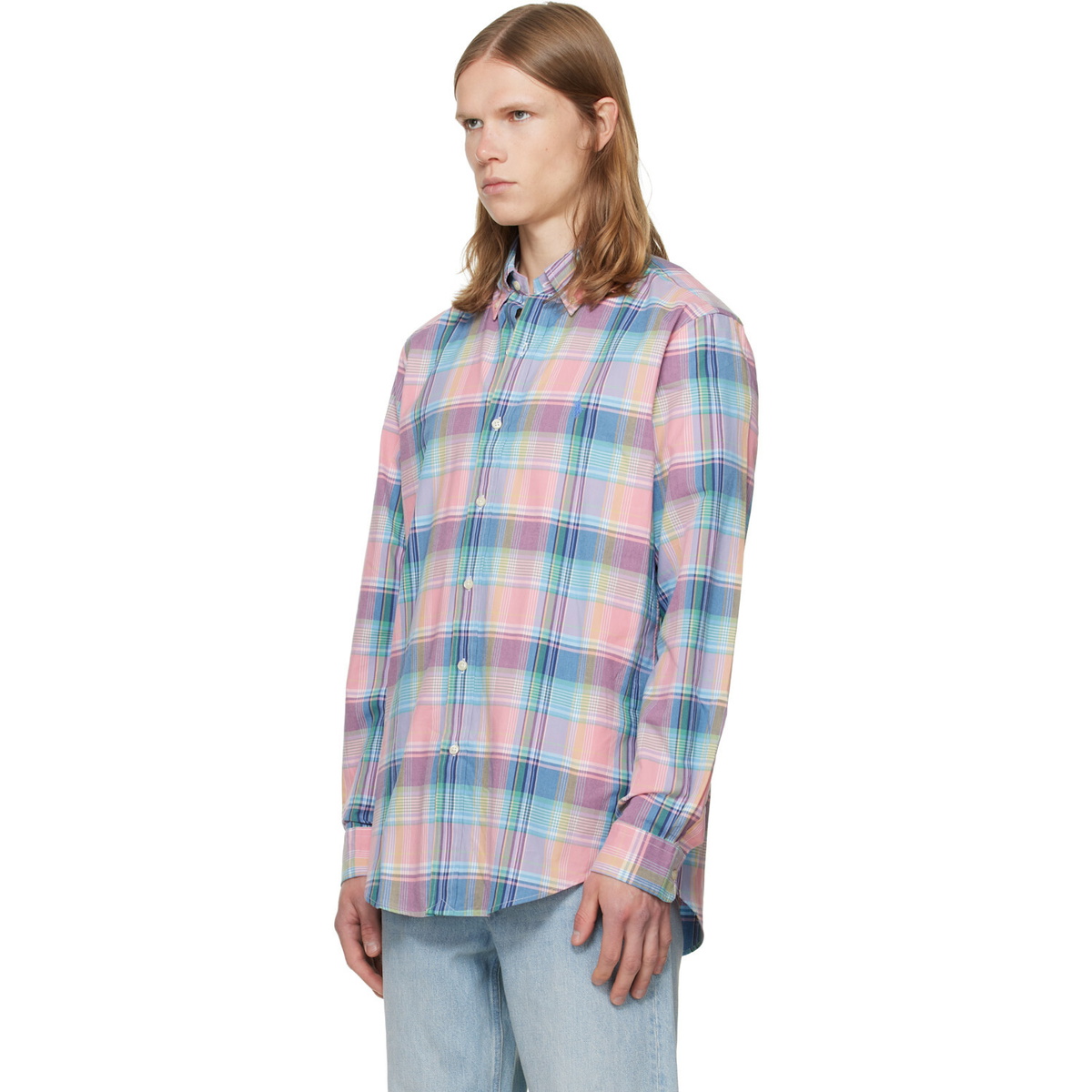 Polo Ralph Lauren Pink & Blue Poplin Long Sleeve Sport Shirt