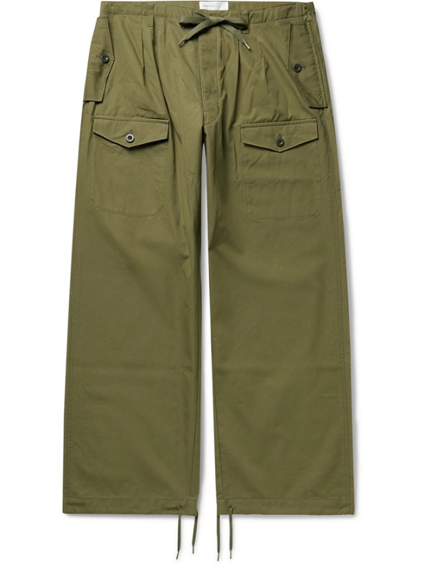 Photo: CHIMALA - Wide-Leg Cotton-Twill Drawstring Cargo Trousers - Green - XS