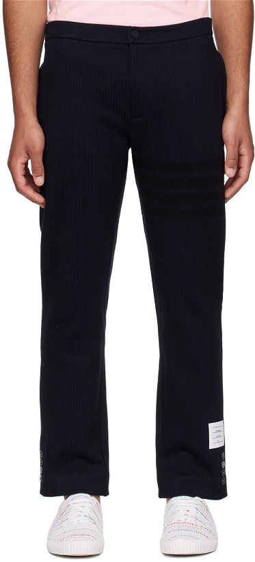 Photo: Thom Browne Navy 4-Button Trousers