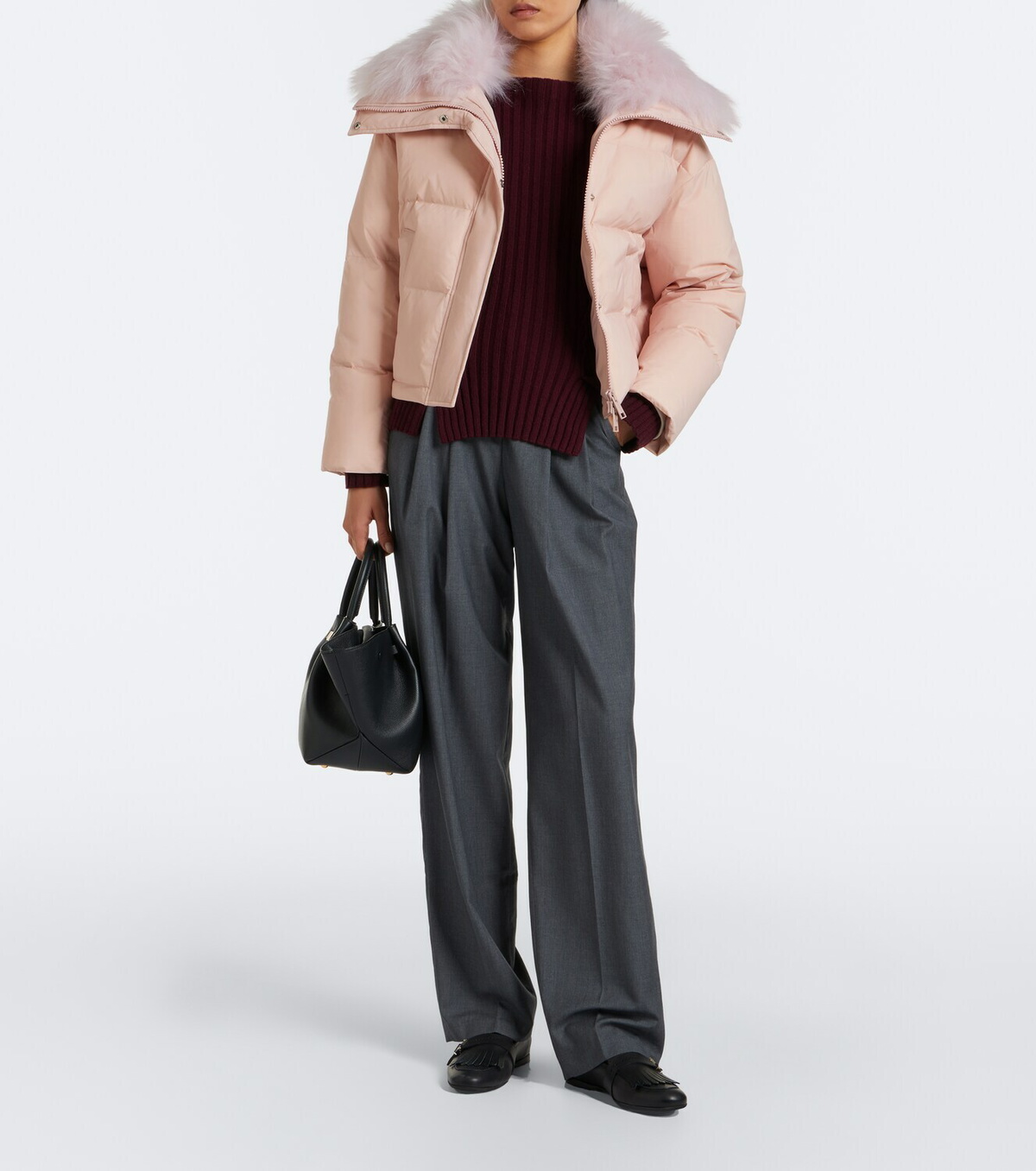 Yves Salomon Doudoune shearling-trimmed down jacket