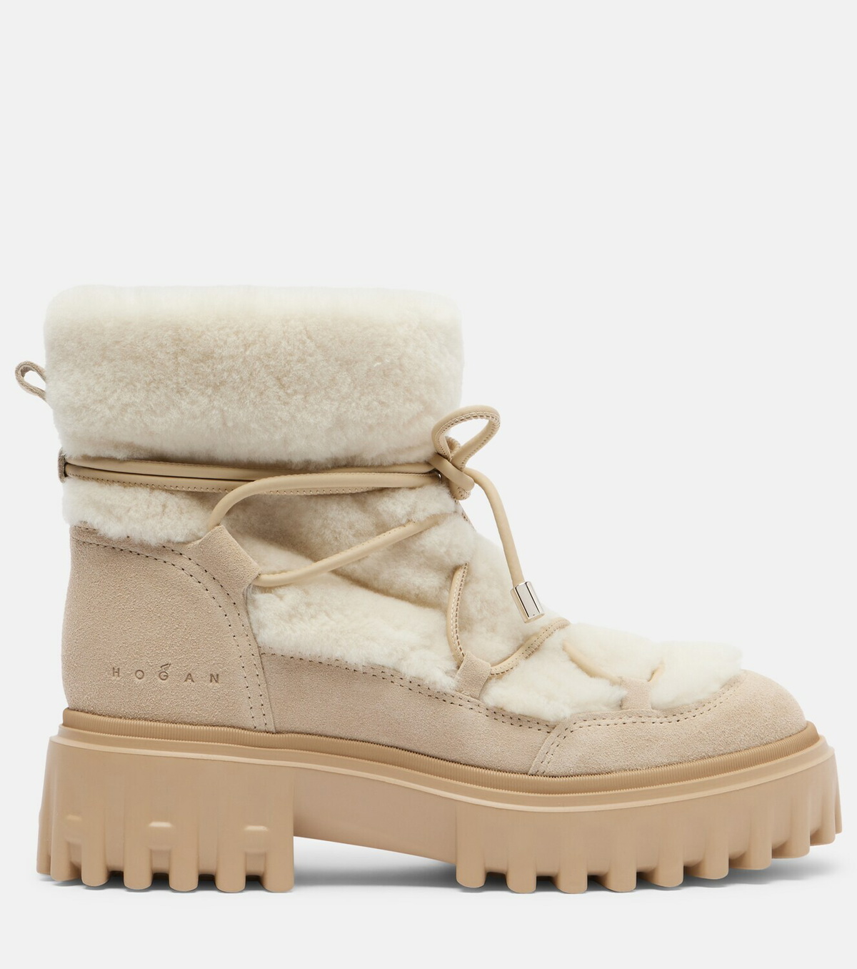 Hogan Hogan H700 shearling-trimmed suede ankle boots