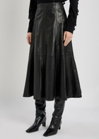 Simkhai Ryma Panelled Leather Midi Skirt Black