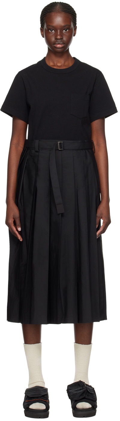Photo: sacai Black Overlay Midi Dress