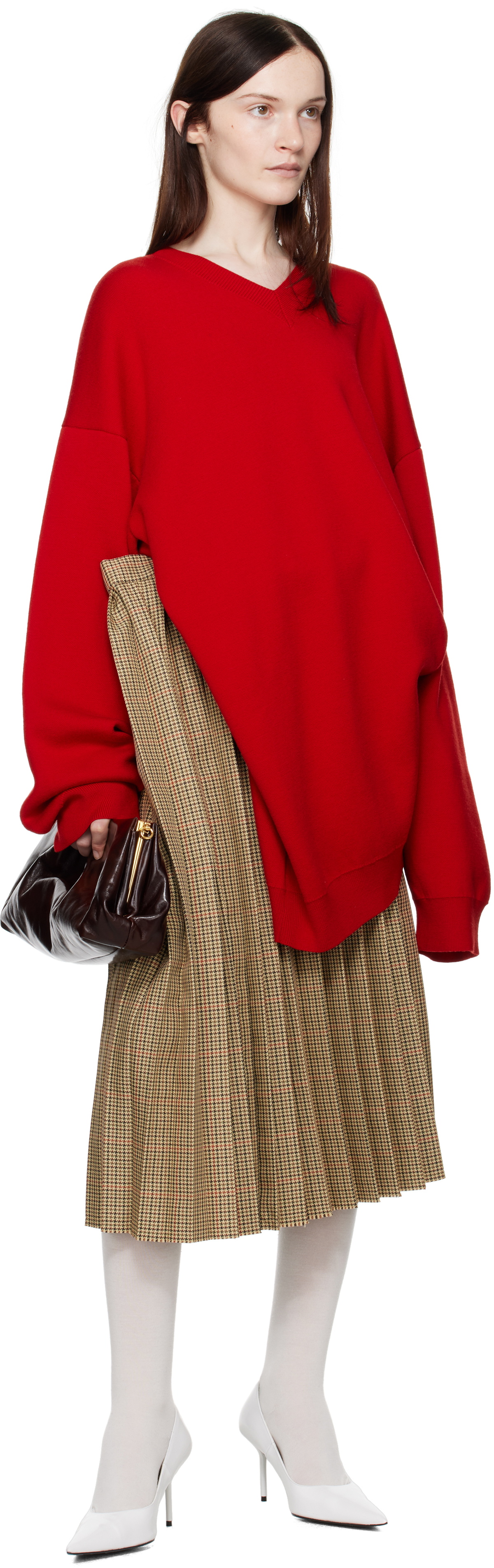 MARIE ADAM-LEENAERDT Beige Pleated Midi Skirt