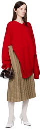 MARIE ADAM-LEENAERDT Beige Pleated Midi Skirt