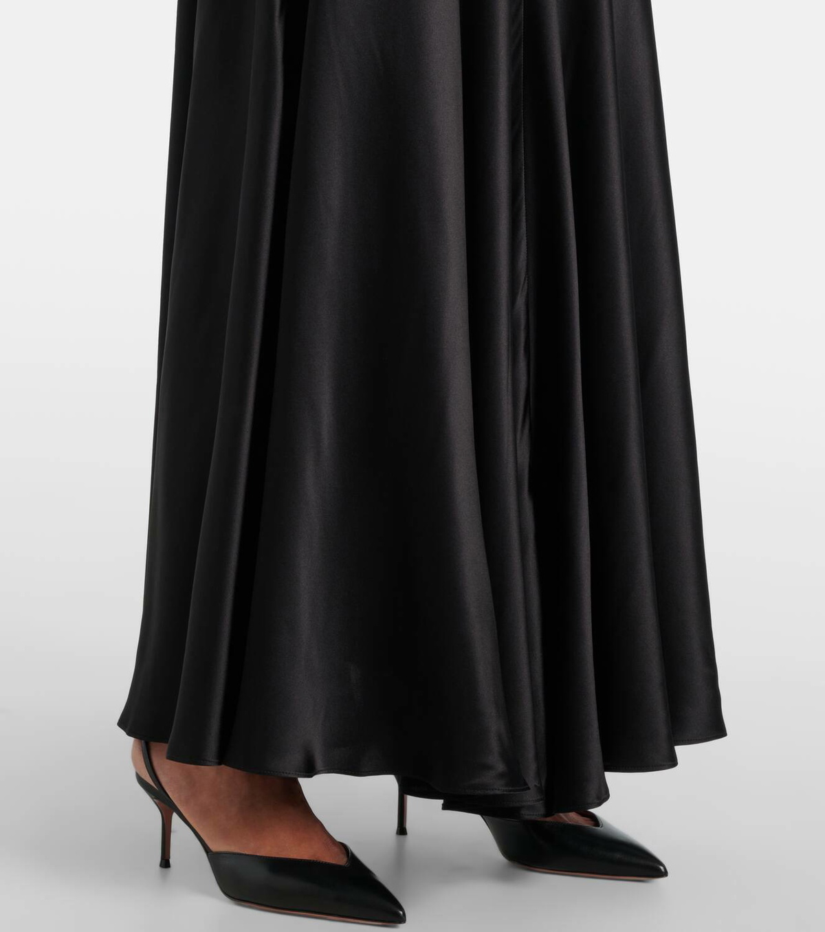 Rodarte Floral-appliqué silk satin midi dress