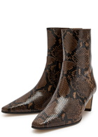Stuart Weitzman Stassi 50 Snake-effect Leather Ankle Boots Beige