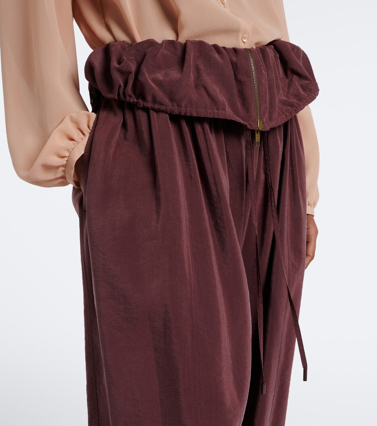 Chloé Silk-blend poplin wide-leg pants