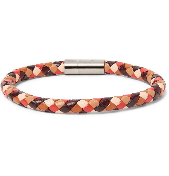 Photo: Paul Smith - Woven Leather and Silver-Tone Bracelet - Men - Brown