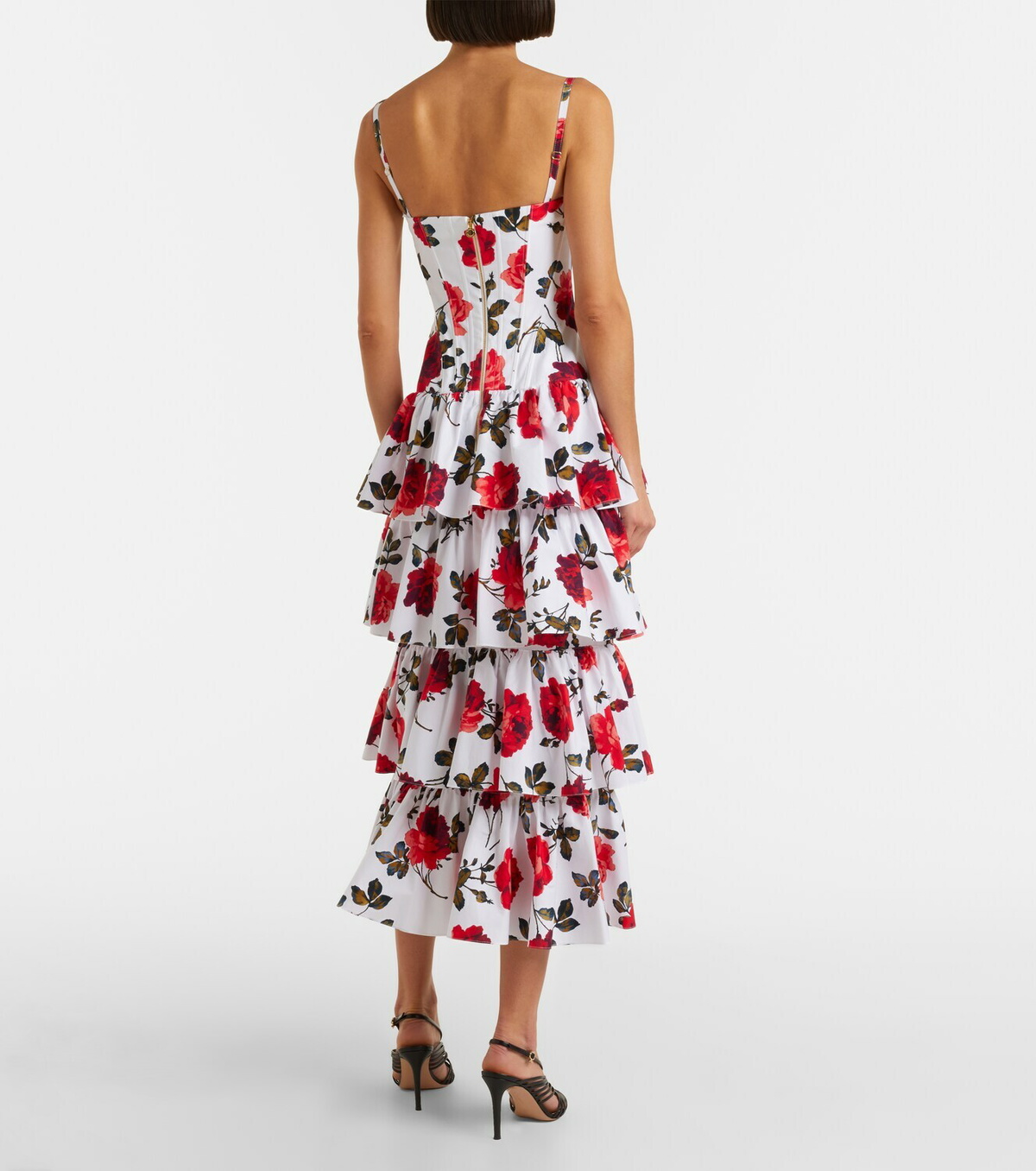 Carolina Herrera Floral tiered cotton-blend corset dress