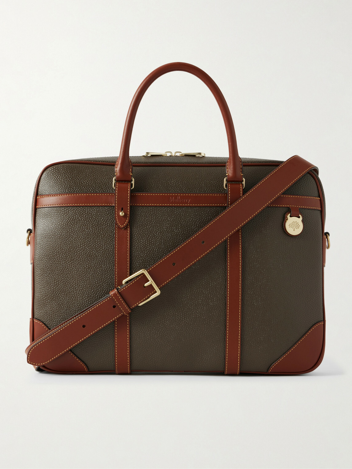 Mulberry - Heritage Leather-Trimmed Scotchgrain Briefcase
