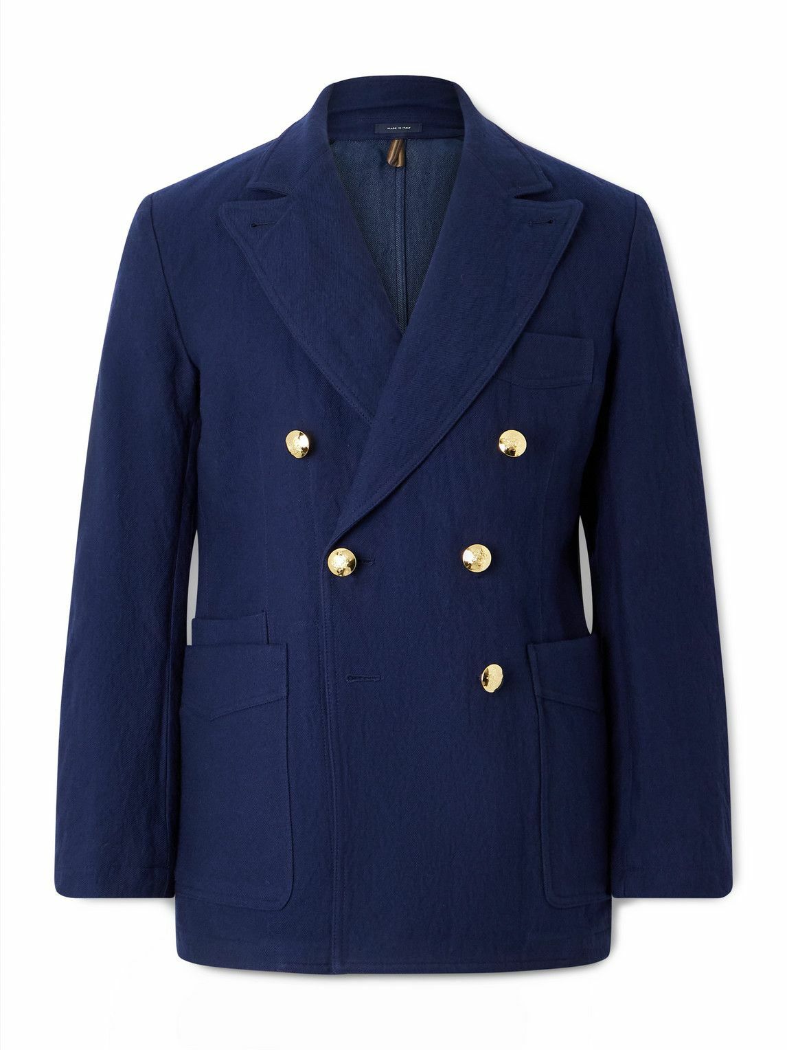 Drake's - MKIII Double-Breasted Twill Blazer - Blue