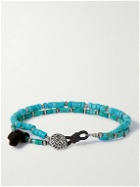 Peyote Bird - Two Oceans Silver, Turquoise and Leather Beaded Bracelet