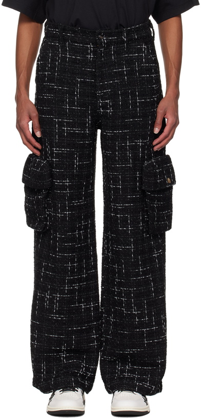 Photo: AMIRI Black Fleck Tweed Cargo Pants