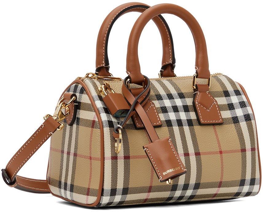 Burberry Beige Mini Check Bowling Bag