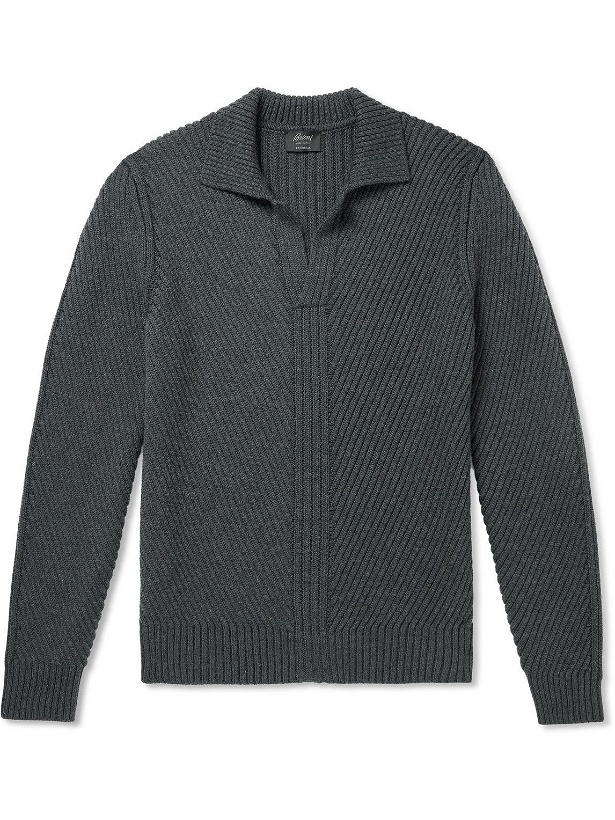 Photo: Brioni - Ribbed Wool Sweater - Gray