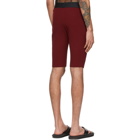 Dries Van Noten Burgundy Rib Knit Shorts