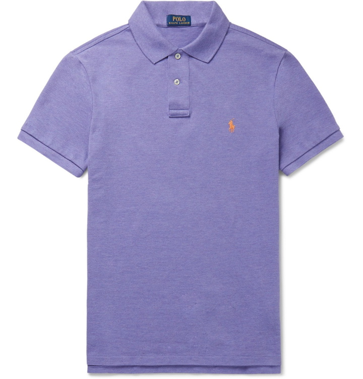Photo: Polo Ralph Lauren - Slim-Fit Mélange Stretch Cotton-Piqué Polo Shirt - Purple