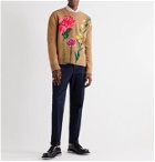 Valentino - Slim-Fit Logo-Embroidered Intarsia Wool and Cashmere-Blend Sweater - Brown