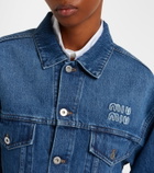 Miu Miu Cropped logo denim jacket