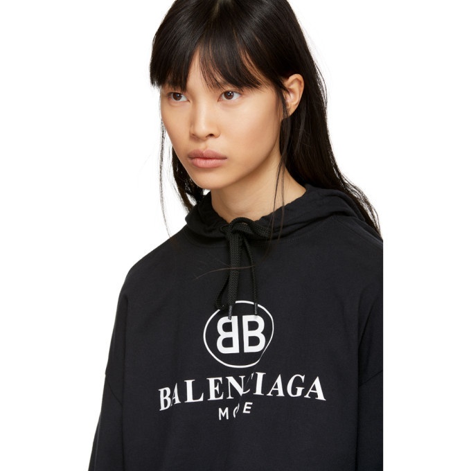 Balenciaga Black Open Back BB Mode Logo Hoodie Balenciaga