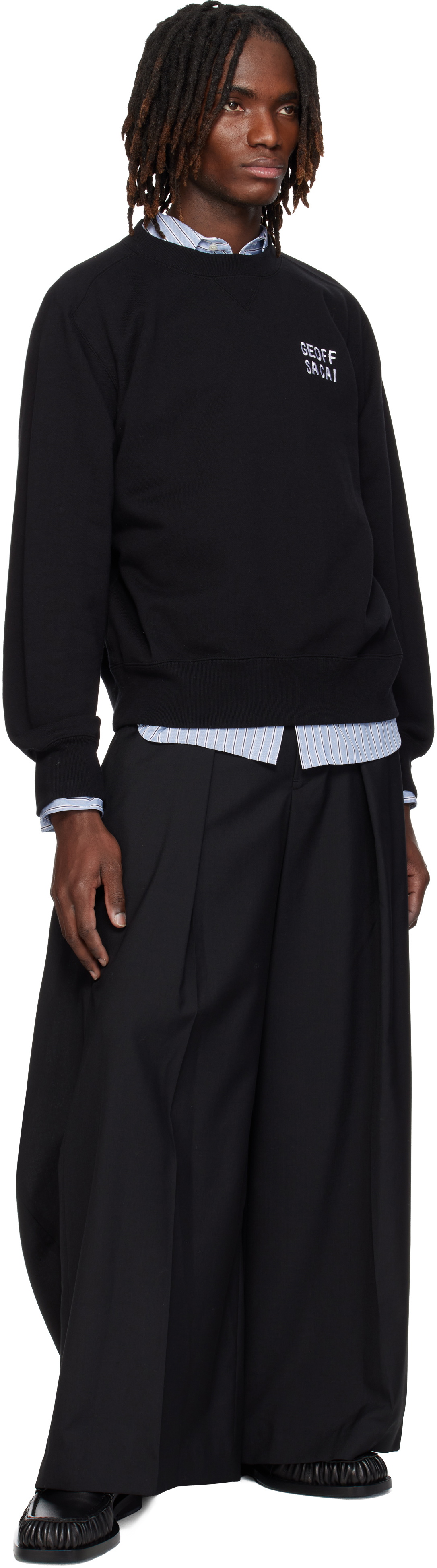 sacai Black 'geoff sacai' Embroidery Pullover Sweatshirt