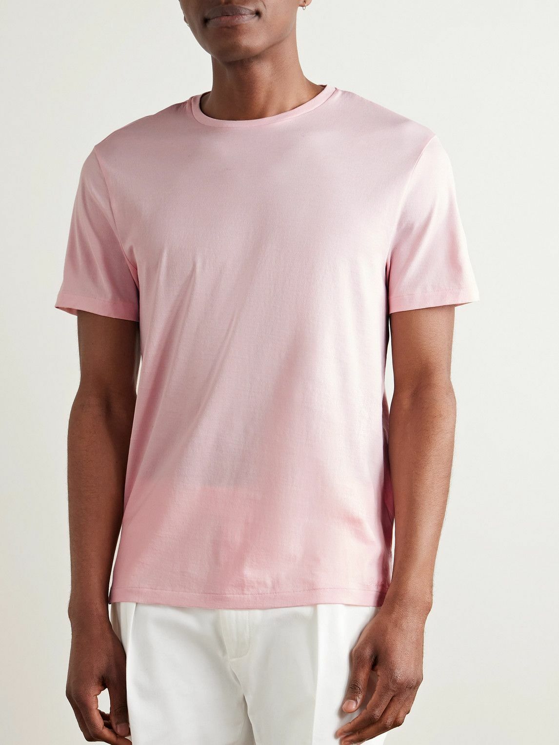 Ralph Lauren Purple label - Logo-Embroidered Cotton-Lisle T-Shirt - Pink