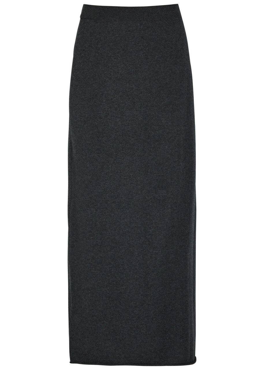 Lisa Yang Charlotta Cotton and Cashmere-blend Midi Pencil Skirt Grey