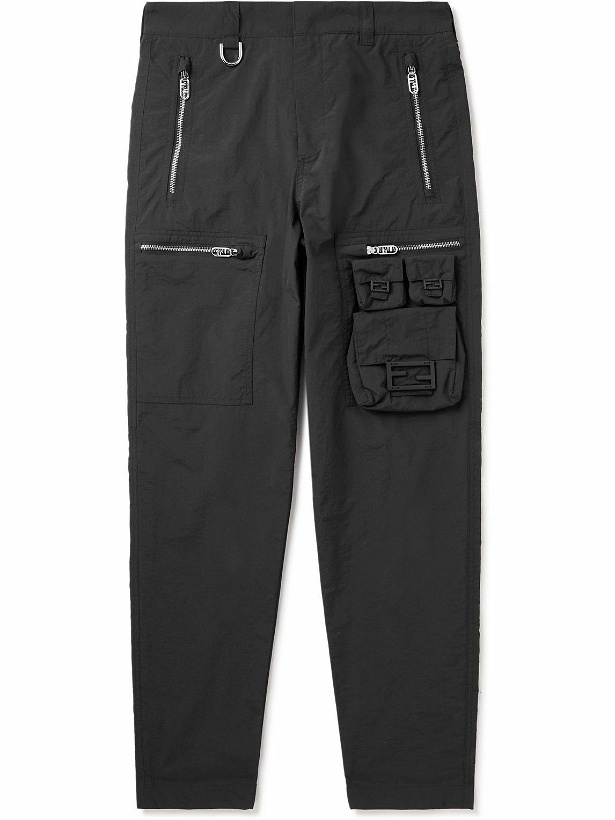 Photo: Fendi - NY Straight-Leg Logo-Embellished Ripstop Cargo Trousers - Black