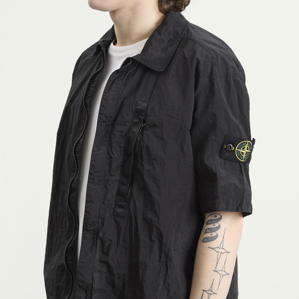 Stone Island Men's Nylon Metal Short Sleeve Shirt in Black