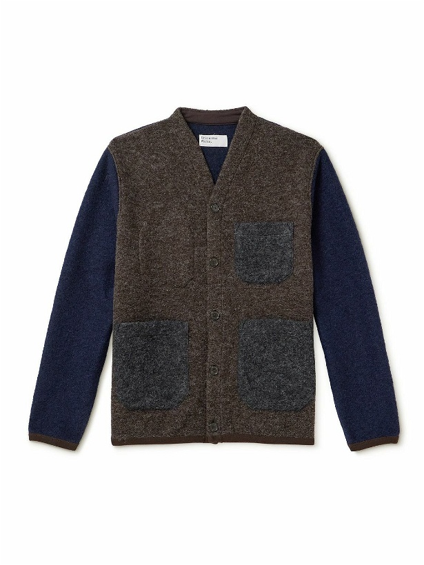 Photo: Universal Works - Colour-Block Wool-Blend Fleece Cardigan - Brown