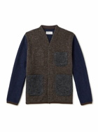 Universal Works - Colour-Block Wool-Blend Fleece Cardigan - Brown