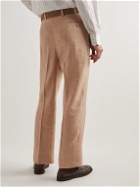Giuliva Heritage - Umberto Straight-Leg Pleated Herringbone Cotton Trousers - Neutrals