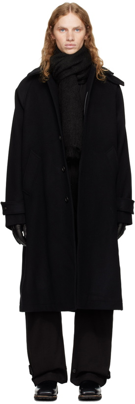 Photo: COOR Black Cashmere-Blend Balmacaan Coat