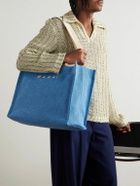 Marni - Logo-Embroidered Webbing-Trimmed Stonewashed Denim Tote Bag