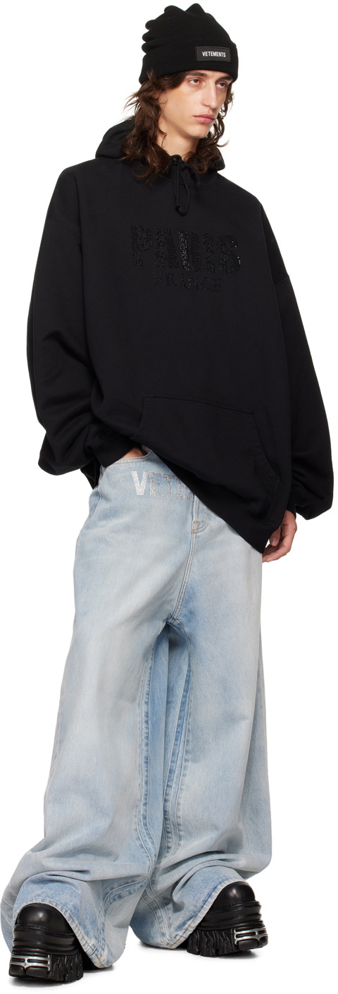 VETEMENTS Blue Crystal Logo Big Shape Jeans Vetements