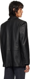 Sunflower Black Notched Lapel Leather Blazer