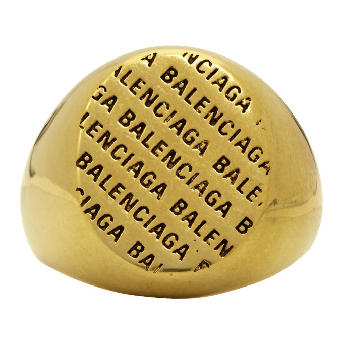 Photo: Balenciaga Gold Precious Logo Ring